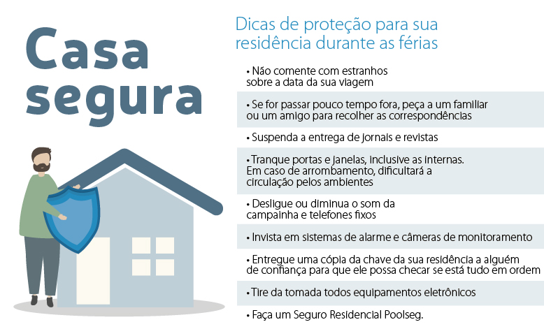 Infográfico Seguro Residencial: saia de férias com tranquilidade | Poolseg
